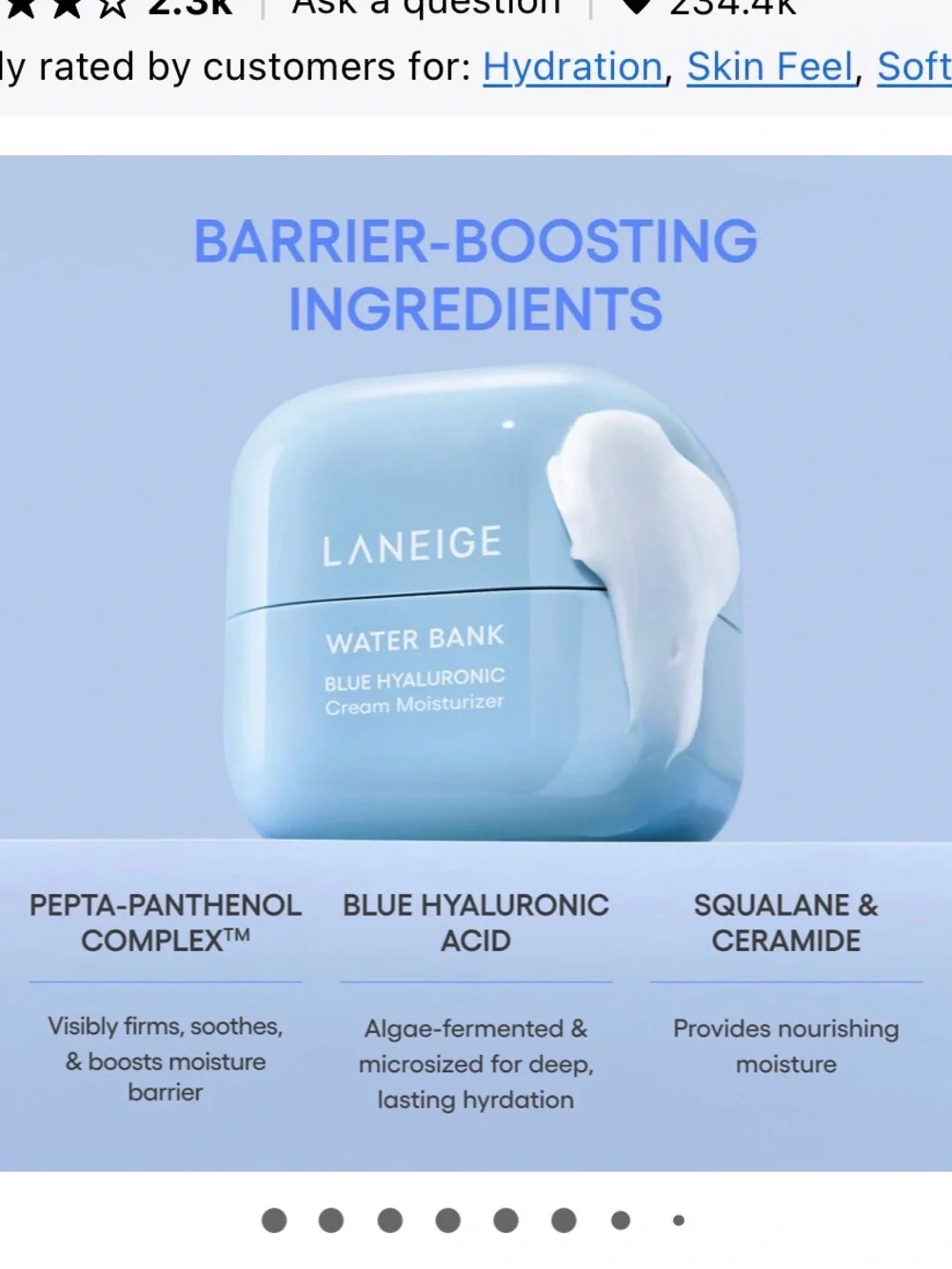 LANEIGE Water Bank Blue Hyaluronic Cream Moisturizer - NWT